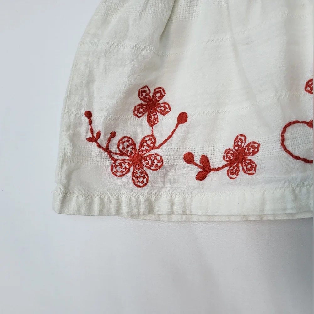 Baby Gap Toddler Girl White Red Floral Embroidered‎ Boho Skirt 12-18 Mo Vintage